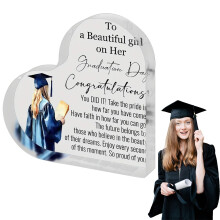 Graduation Desktop Ornament Heart-Shaped Acrylic Blue 1pc