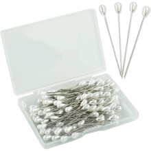 Teardrop Pearl Sewing Pins Silver 100PCS 2 inch