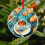 Coffee and Bread Christmas Ornament Glass Round 1 Pack 4