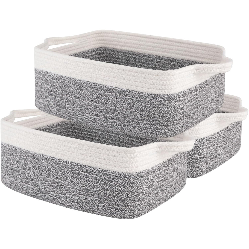 Woven Cotton Rope Storage Baskets with Handles 13x9x5.5in