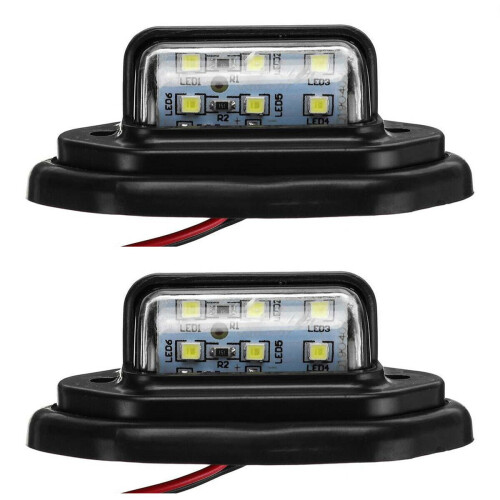LED Car License Plate Lights Black Shell 12V 24V Waterproof