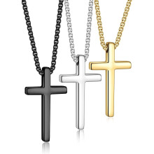 Cross Necklace for Men Silver Black Gold Plated Stainless