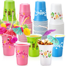 Disposable Plastic Cups with Lids and Straws 100 pcs