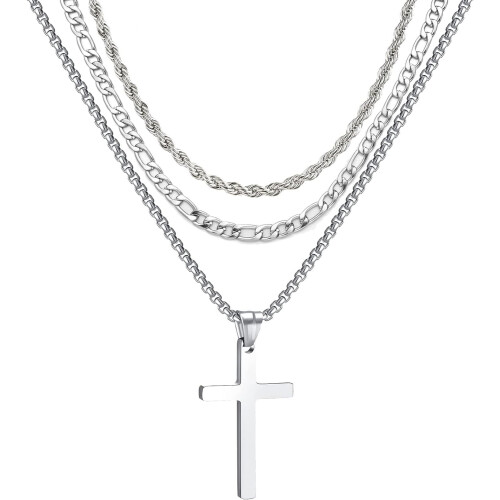 Cross Necklace Set Stainless Steel 3 pcs