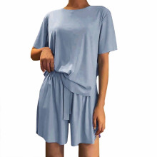 Women's Blue Lounge Set Round Neck Loose XXL