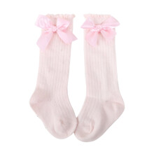 Baby Socks Soft Cotton Lace Bow Pink One Size