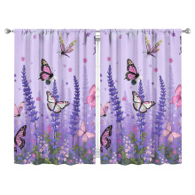 Purple Lavender Butterfly Blackout Curtains 2 Panels 52x84