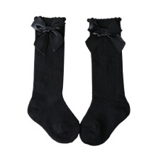 Baby Socks Soft Cotton Lace Bow Black One Size