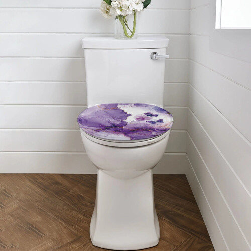 Toilettensitzbezug aus lila Marmor mit elastischem Bund, 44 x 33 cm 1