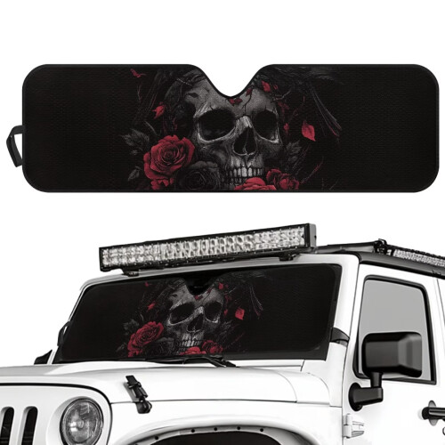 Rose Skull Windshield Sunshade UV Heat Protection for Jeep 1