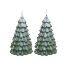 Flameless LED Christmas Tree Candles Green 2 Pcs