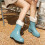 Women's Short Wide Rain Boots Punk Style Cotton-Lined 5