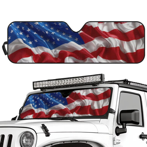3D American Flag Windshield Sunshade for Jeep Wrangler 1