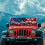 3D American Flag Windshield Sunshade for Jeep Wrangler 3