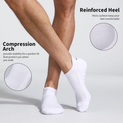 Athletic Running Ankle Socks Low Cut Cushioned 6 Pairs 2