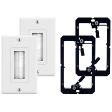 Brush Wall Plate with Single-Gang LV Mounting Bracket 2-Pack