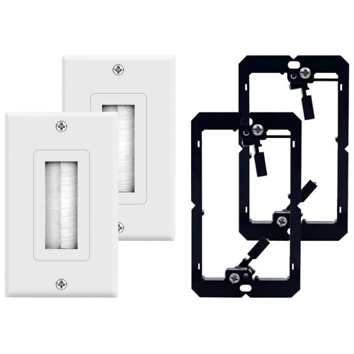 Brush Wall Plate with Single-Gang LV Mounting Bracket 2-Pack