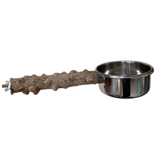 Parrot Cage Perch Natural Wood Stand with Stainless Steel