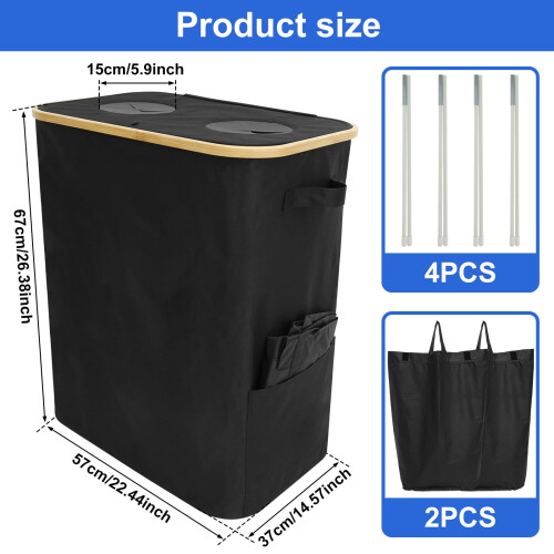 Foldable Kitchen Recycling Bin 140L with Lid and Removable 2