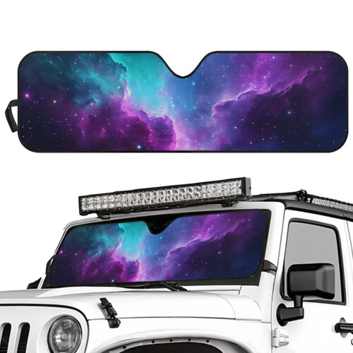 Foldable Purple Galaxy Windshield Sun Shade for Jeep 1