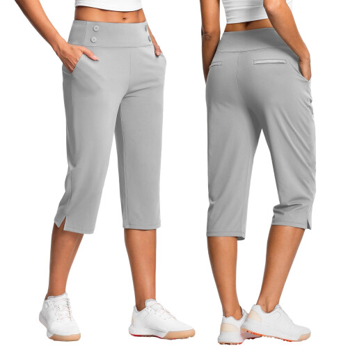 Women's Capris Leggings with Pockets Gray 2XL