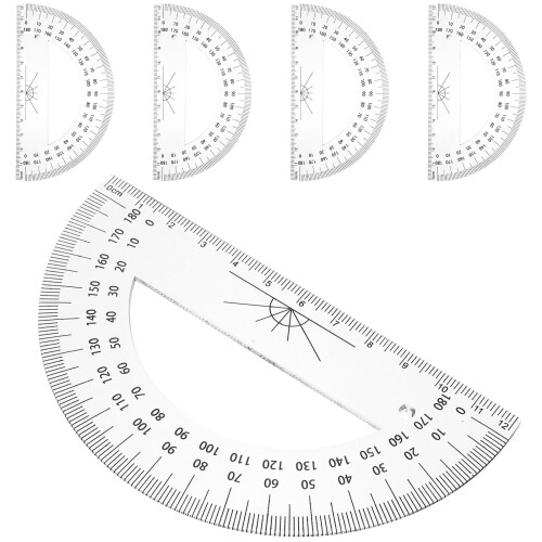 Plastic Protractor 180 Degrees 5pcs