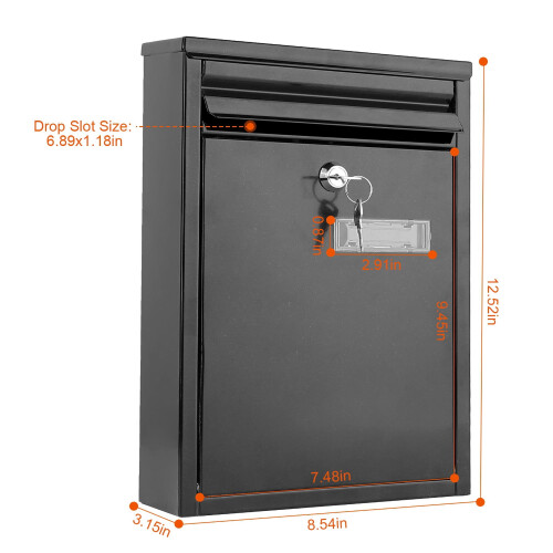 Wall-Mounted Locking Mailbox with Post and 2 Keys 1