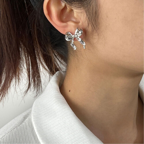 Gold Silver Bow Stud Earrings for Women Sensitive Ears 1