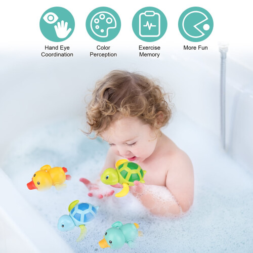 Bath Toy Set Animal Clockwork Floating Toy 4 Pack Turtle 1