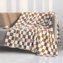 Checkered Flannel Blanket Polyester 100x70cm Black White