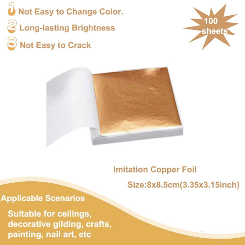 Copper Leaf Foil Sheets 3.15 x 3.35 Inches 100 Pcs 2