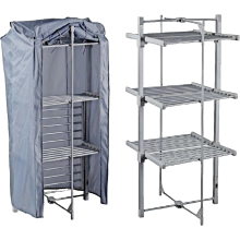 36 Rail Heated Clothes Airer 3-Tier Foldable Dryer with Cover