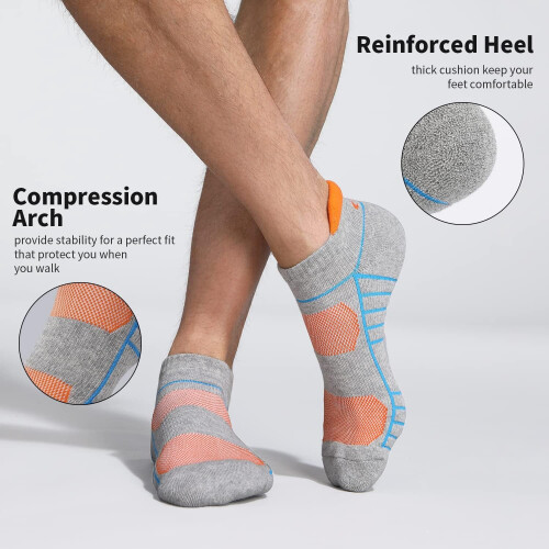 Athletic Running Ankle Socks Low Cut Cushioned 6 Pairs 2
