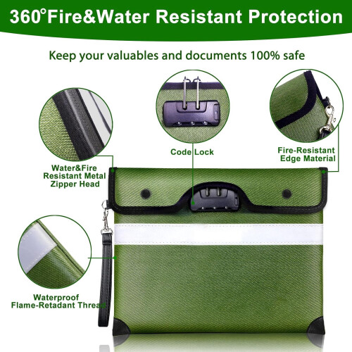 Fireproof Document Bag with Lock and Zipper 1 Pack 1