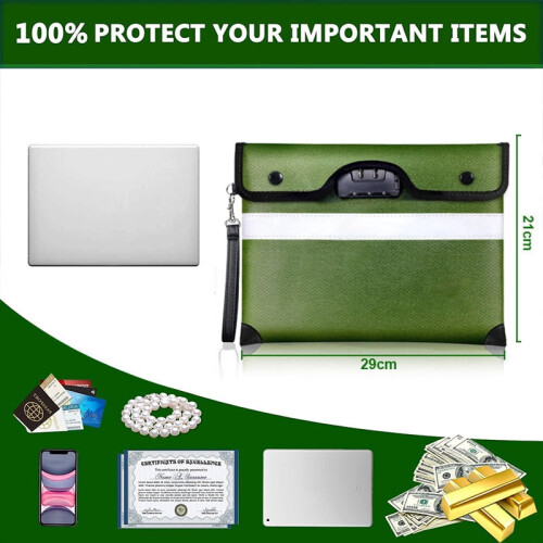 Fireproof Document Bag with Lock and Zipper 1 Pack 2