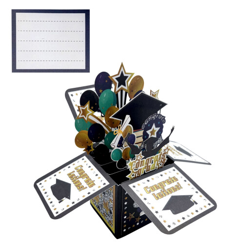 3D Doctor's Hat Greeting Card Black Hollow-Out Graduation 1