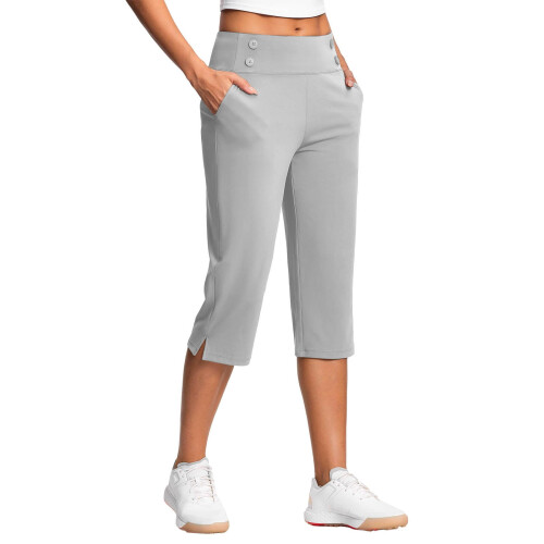 Women's Capris Leggings with Pockets Gray 2XL 1