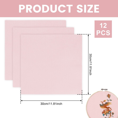 Cotton Embroidery Fabric 30x30cm Solid Color with Grid 12 1
