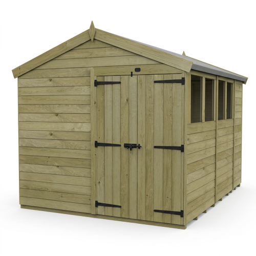 8 x 15 Apex Shed Tanalised (Double Door, With Windows) 1