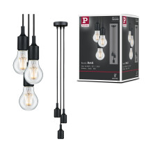 Paulmann 50382 pendant luminaire Neordic Ketil max. 3x60 watt pendant lamp black ceiling lamp silicone, metal pendant luminaire E27