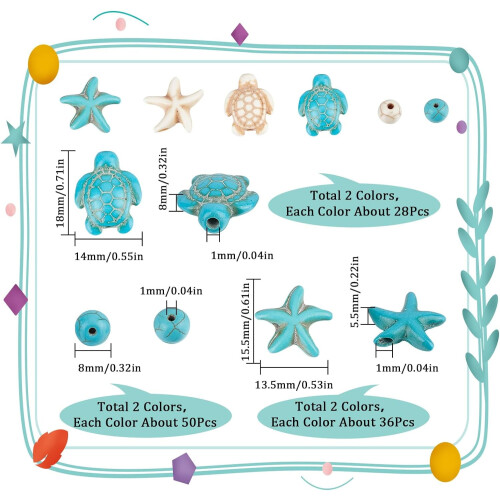 Turtle Beads Blue Starfish Charms Synthetic Turquoise 200 2