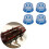 Guitar Knobs Blue 6mm Shaft 4 Pieces 8