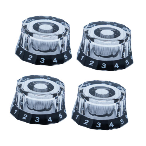 Guitar Knobs Clear Black 6mm Shaft 4 Pieces 1