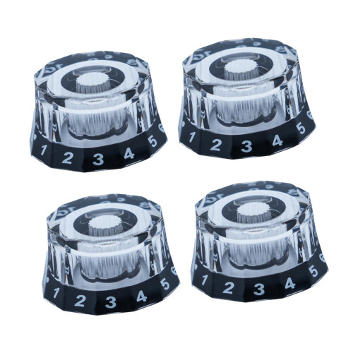 Guitar Knobs Clear Black 6mm Shaft 4 Pieces 2