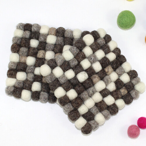 Wool Felted Ball Coaster Set Heat Resistant 1pc 1