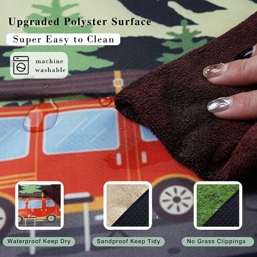 Quilted Picnic Blanket Waterproof Sandproof 80x80 Inch 2