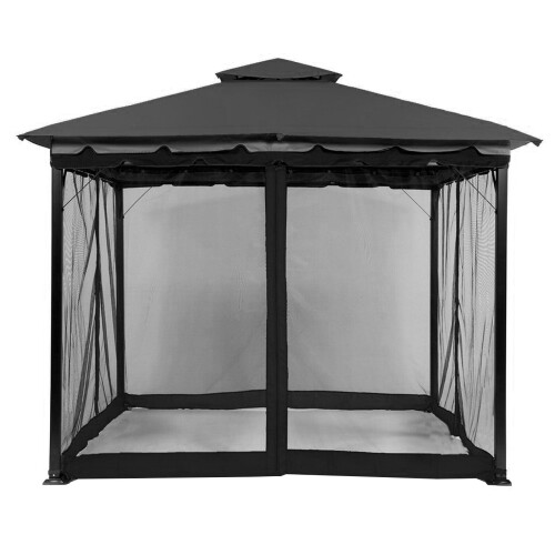 Mosquito Netting for Gazebo Patio 4-Panel Black 1