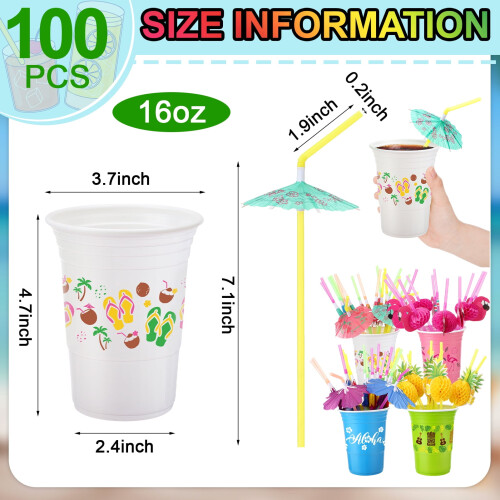 Disposable Plastic Cups with Lids and Straws 100 pcs 1