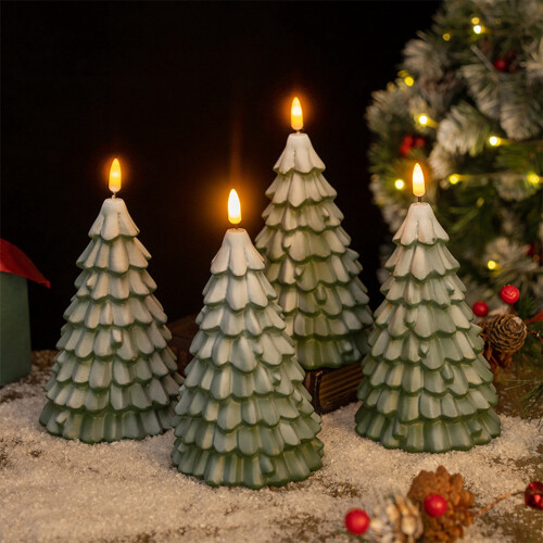 Flameless LED Christmas Tree Candles Green 2 Pcs 1