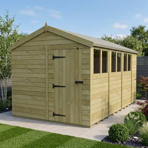 8 x 15 Apex Shed Tanalised (Single Door, With Windows)